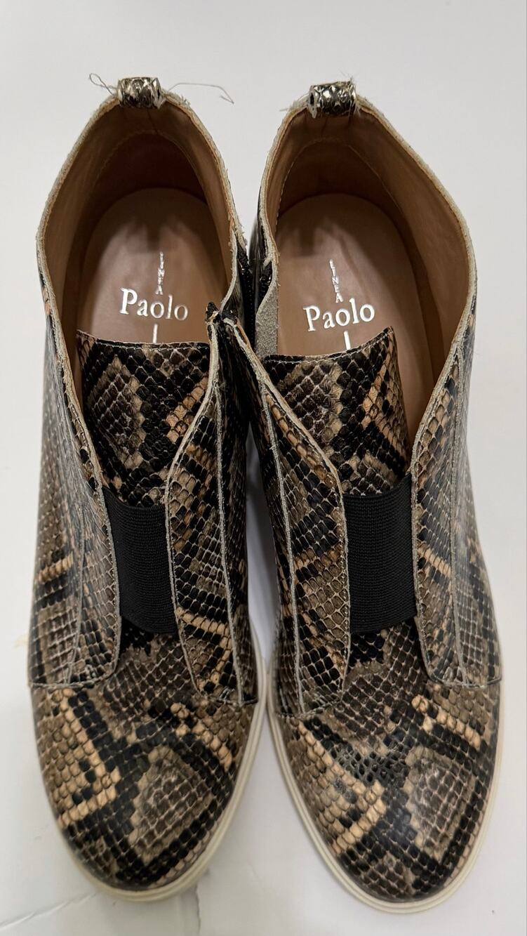 Linea Paolo Felicia III Snakeskin Leather Hidden Wedge Sneaker Ankle Bootie 11